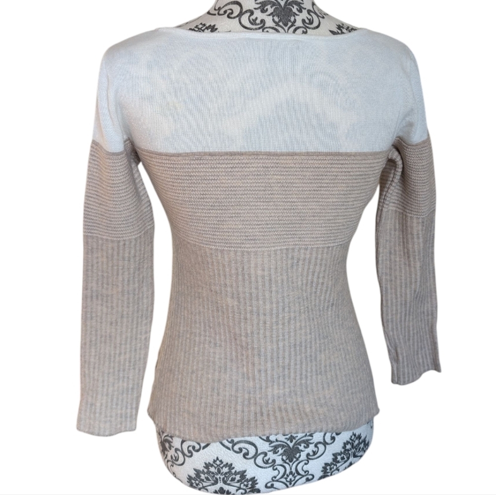 St John Women Small Wool Blend Colourblock Boat Neck Sweater Quiet Luxury - Picture 4 of 12